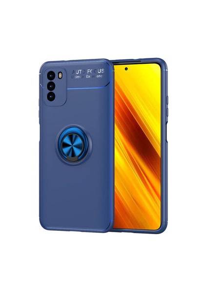 Poco M3 Kılıf Yüzüğü Stant ve Araç Tutucu Olabilen Şık Esnek Premium Silikon Kapak Ryc/ravel