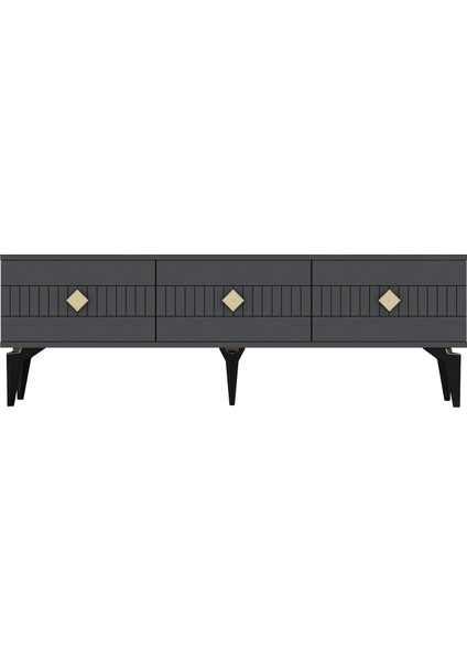 Middas 180 cm Tv Sehpası (Alt Modül) Antrasit-Altın modelleri