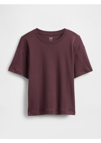 Kadın Bordo Supima® Pamuk Relaxed T-Shirt fiyatları