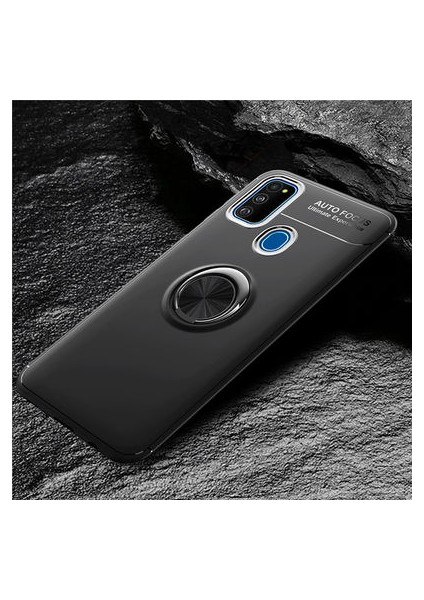 Samsung Galaxy M30S Kılıf Yüzüğü Stant ve Araç Tutucu Olabilen Şık Esnek Premium Silikon Kapak Ryc/ravel