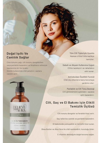 Chia Yağı El ve Cilt Sabunu - E-Vitamini Aloe Vera Shea Butter Katkılı Doğal Sıvı Sabun - 500 ml fırsatları