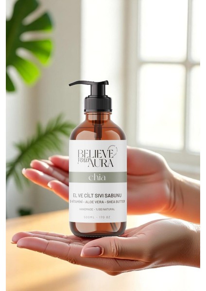 Chia Yağı El ve Cilt Sabunu - E-Vitamini Aloe Vera Shea Butter Katkılı Doğal Sıvı Sabun - 500 ml indirimleri