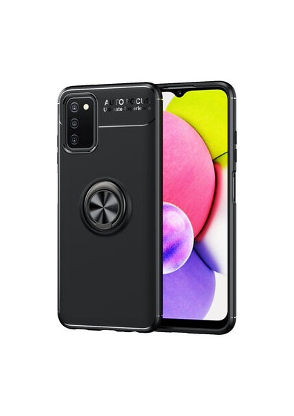 Samsung Galaxy A03S Kılıf Yüzüğü Stant ve Araç Tutucu Olabilen Şık Esnek Premium Silikon Kapak Ryc/ravel