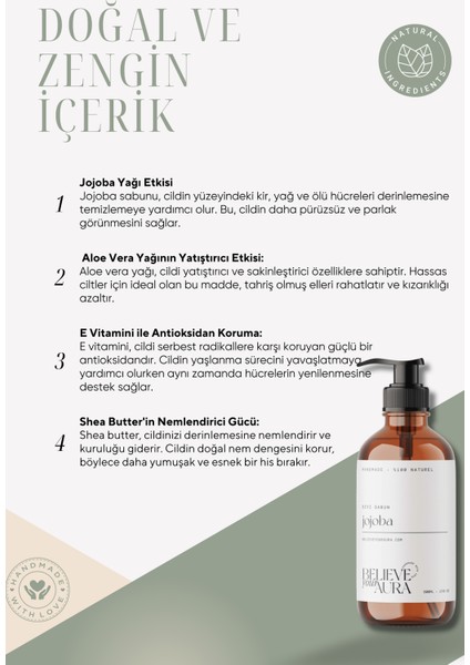 Jojoba Yağı El ve Cilt Sıvı Sabunu - E-Vitamini Aloe Vera Shea Yağı - 500 ml fırsatları