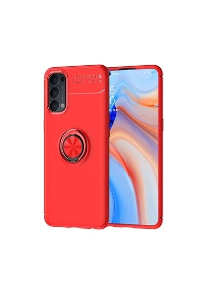 Oppo Reno 4 Kılıf Yüzüğü Stant ve Araç Tutucu Olabilen Şık Esnek Premium Silikon Kapak Ryc/ravel