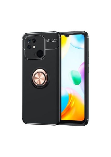 Poco C40 Kılıf Yüzüğü Stant ve Araç Tutucu Olabilen Şık Esnek Premium Silikon Kapak Ryc/ravel