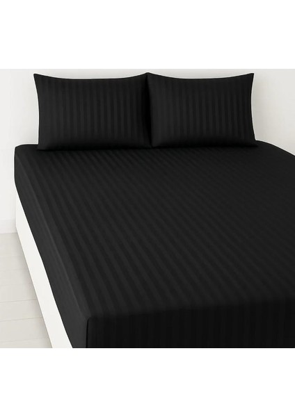 5 Yıldızlı Tek Kişilik Lüks Lastikli Çizgili Pamuk Saten Çarşaf Takımı