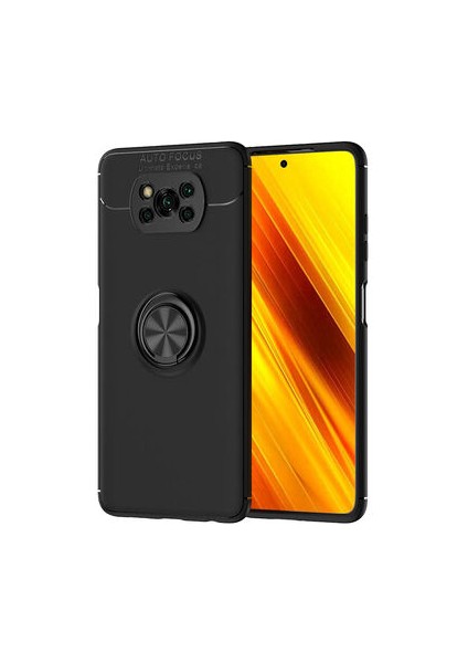Poco X3 Kılıf Yüzüğü Stant ve Araç Tutucu Olabilen Şık Esnek Premium Silikon Kapak Ryc/ravel