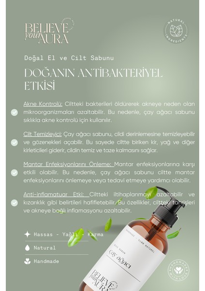 Çay Ağacı Bitki Özlü Doğal El ve Cilt Sıvı Sabunu - E-Vitamini Aloe Vera Shea Butter - 500 ml fiyatları