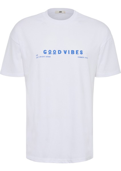 Antonio 84003 Oversize Baskılı Beyaz Erkek Basic T-Shirt