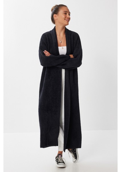 Yumuşak Dokulu Uzun Triko Hırka LNS0075 Siyah fiyatları