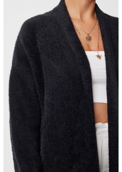 Yumuşak Dokulu Uzun Triko Hırka LNS0075 Siyah indirimleri