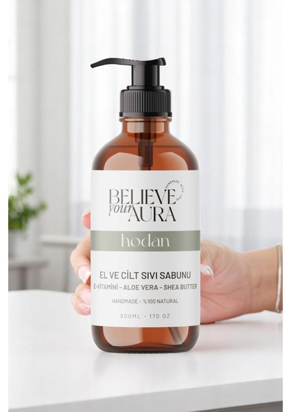 Hodan Yağı El ve Cilt Sabunu - E-Vitamini Aloe Vera Shea Butter Katkılı Doğal Sıvı Sabun - 500 ml