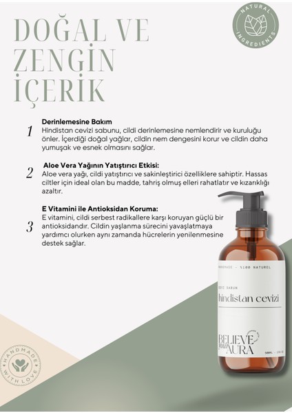 %100 Doğal Hindistan Cevizi Yağı El ve Cilt Sıvı Sabunu - E-Vitamini Aloe Vera Shea Butter - 500 ml modelleri