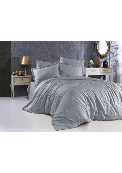 5 Yıldızlı Tek Kişilik Lüks Lastikli Çizgili Pamuk Saten Çarşaf Takımı