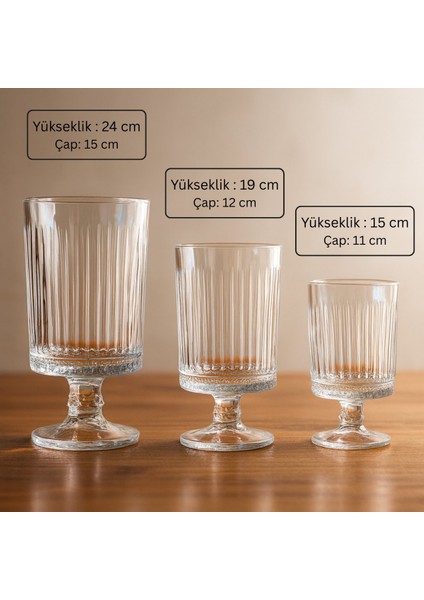 3'lü Büyük Boy Elysia Desen Cam Vazo Takımı