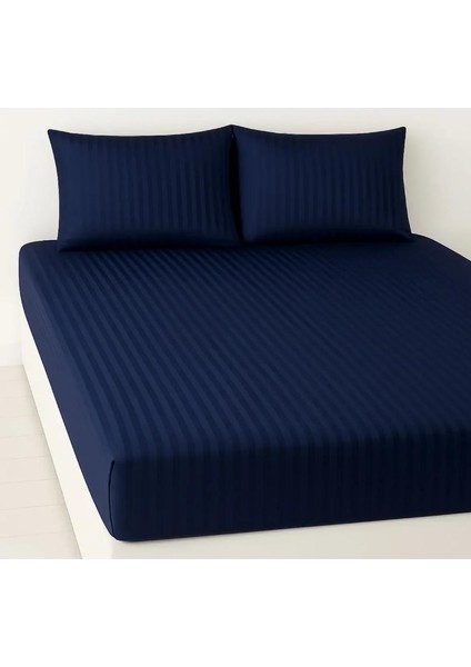 5 Yıldızlı Tek Kişilik Lüks Lastikli Çizgili Pamuk Saten Çarşaf Takımı