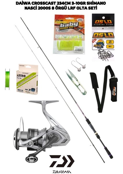 Crosscast 234CM 3-10GR Shimano Nasci 2000S 8 Örgü Lrf Olta Seti