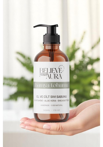 Bamya Tohumu El ve Cilt Sabunu - E-Vitamini Aloe Vera Shea Butter Katkılı Doğal Sıvı Sabun - 500 ml indirimleri