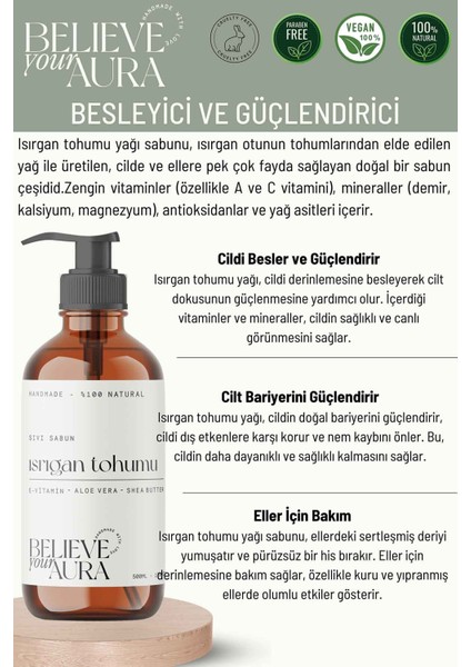 %100 Doğal Isırgan Tohumu Yağı El ve Cilt Sıvı Sabunu - E-Vitamini Aloe Vera Shea Butter - 500 ml fiyatları