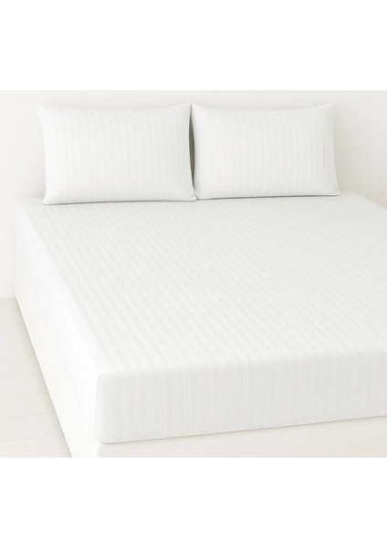 5 Yıldızlı Tek Kişilik Lüks Lastikli Çizgili Pamuk Saten Çarşaf Takımı