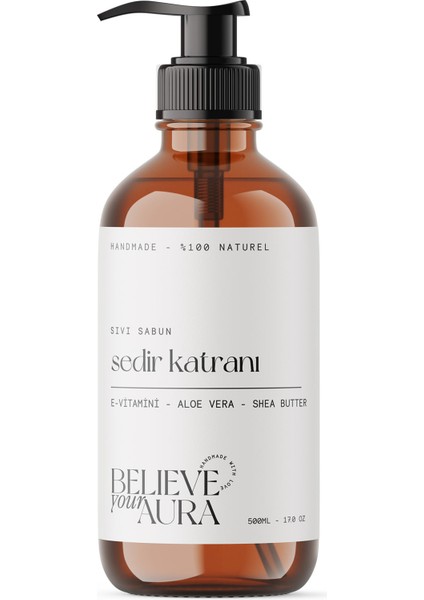 %100 Doğal Sedir Katranı Sıvı Sabunu - E-Vitamini Aloe Vera Shea Butter Katkılı - 500 ml