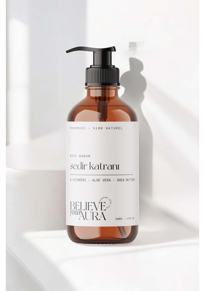 %100 Doğal Sedir Katranı Sıvı Sabunu - E-Vitamini Aloe Vera Shea Butter Katkılı - 500 ml