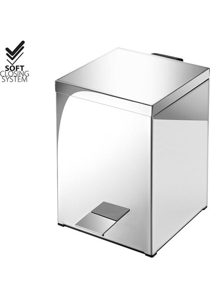 Çöp Kovası, Pedallı, Kare, Soft, 5lt -Parlak Paslanmaz Çelik fiyatları