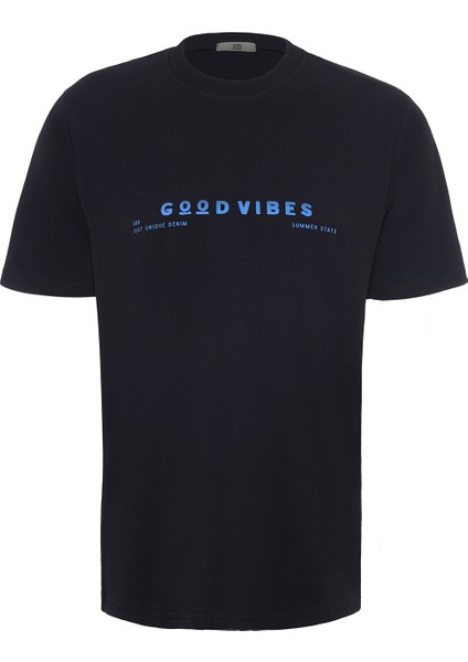 Antonio 84003 Oversize Baskılı Siyah Erkek Basic T-Shirt