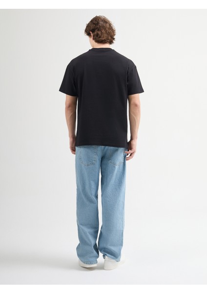 Antonio 84003 Oversize Baskılı Siyah Erkek Basic T-Shirt fırsatları