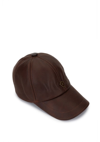 Erkek Hakiki Deri Taba Şapka 524 1099 Sapka SK23/24 Taba Destroy