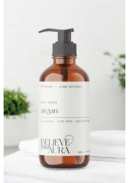 %100 Doğal Argan Yağılı Sıvı El Sabunu - E-Vitamini Aloe Vera ve Shea Butter Katkılı - 500 ml indirimleri