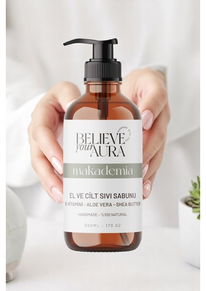 Macadamia Yağı Sıvı Cilt Sabunu - E-Vitamini Aloe Vera Shea Butter Katkılı Doğal Sıvı Sabun - 500 ml indirimleri
