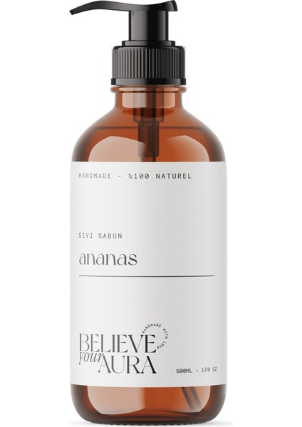 Ananas Bitki Özlü El ve Cilt Sıvı Sabun - E-Vitamini Aloe Vera Shea Yağı - 500 ml