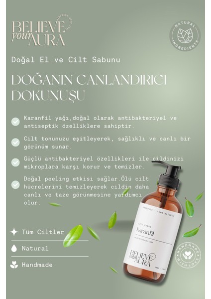 %100 Doğal Karanfil Yağı Sıvı El Sabunu - E-Vitamini Aloe Vera ve Shea Butter Katkılı - 500 ml fiyatları