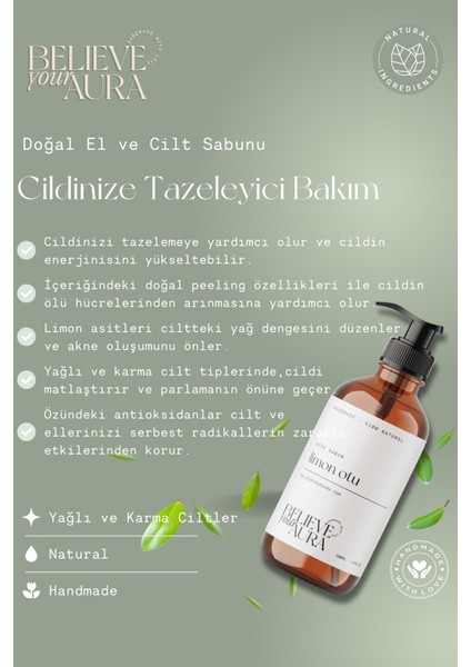 Limon Otu Bitki Özlü El ve Cilt Sıvı Sabunu - E-Vitamini Aloe Vera Shea Yağı - 500 ml fiyatları