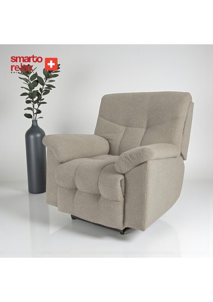 Relax TV Koltuğu Hitit Elektrikli Sırt Dayanağı Kontrol Panelli Ergonomik Kadife Polyester Açık Gri Dekoratif Baba Koltuğu fiyatları