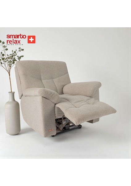 Relax TV Koltuğu Hitit Elektrikli Sırt Dayanağı Kontrol Panelli Ergonomik Kadife Polyester Açık Gri Dekoratif Baba Koltuğu modelleri
