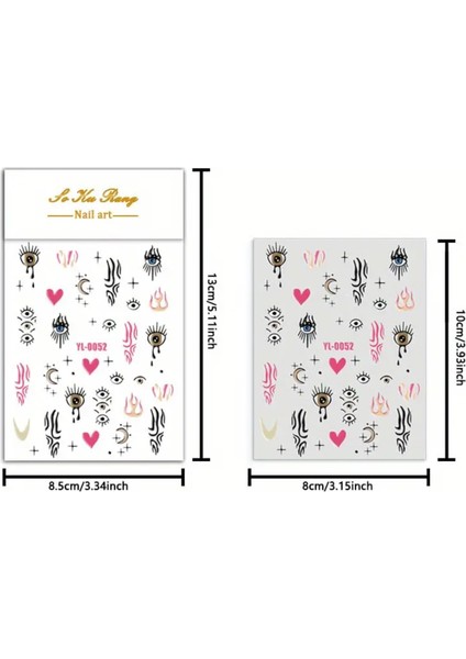 1 Adet Renkli 3D Tırnak Sanatı Etiketleri Kendinden Yapışkanlı