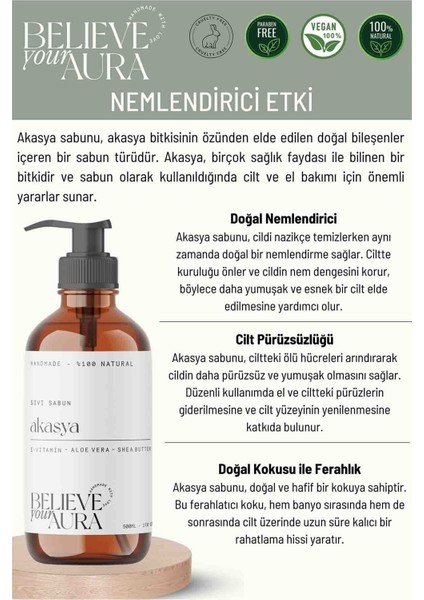 Akasya Özlü Sıvı El Sabunu - E-Vitamini Aloe Vera ve Shea Butter Katkılı - 500 ml fiyatları
