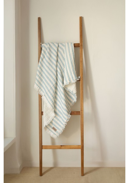 Mavi Çizgili 4kat Müslin Battaniye Püsküllü 4 Katlı Müslin 110X110CM modelleri