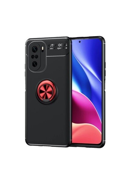 Poco F3 Kılıf Yüzüğü Stant ve Araç Tutucu Olabilen Şık Esnek Premium Silikon Kapak Ryc/ravel