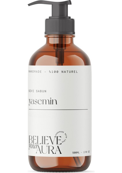 Yasemin Bitki Özlü Doğal El ve Cilt Sıvı Sabunu - E-Vitamini Aloe Vera Shea Yağı - 500 ml
