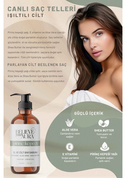 Pirinç Kepeği Yağı Cilt Sabunu - E-Vitamini Aloe Vera Shea Butter Katkılı Doğal Sıvı Sabun - 500 ml modelleri