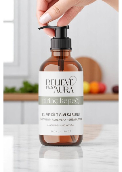 Pirinç Kepeği Yağı Cilt Sabunu - E-Vitamini Aloe Vera Shea Butter Katkılı Doğal Sıvı Sabun - 500 ml indirimleri