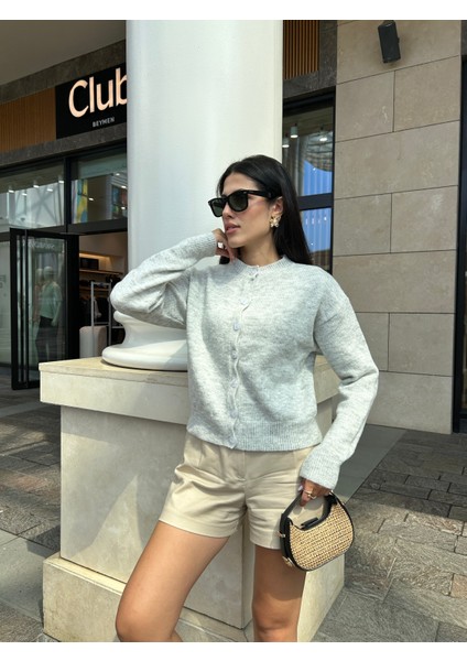 HRK0007 Kadın Yumuşak Dokulu Bisiklet Yaka Düğmeli Triko Hırka fiyatları