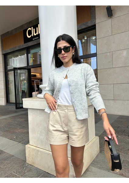 HRK0007 Kadın Yumuşak Dokulu Bisiklet Yaka Düğmeli Triko Hırka modelleri