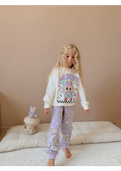 Cg Kids Labubu Donut Baskılı Lila Renk Eşofman Takımı 2 Iplik Kız Çocuk Alt Üst Takım fırsatları