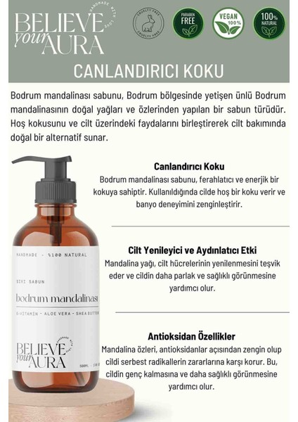 Bodrum Mandalinası Doğal Zeytinyağlı Sıvı El Sabunu E-Vitamini Aloe Vera Shea Butter Katkılı- 500 ml fiyatları