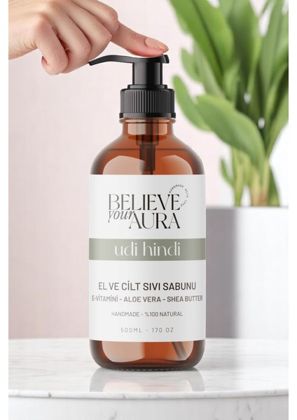 Udi Hindi Yağı Cilt Sabunu - E-Vitamini Aloe Vera Shea Butter Katkılı Doğal Sıvı Sabun - 500 ml